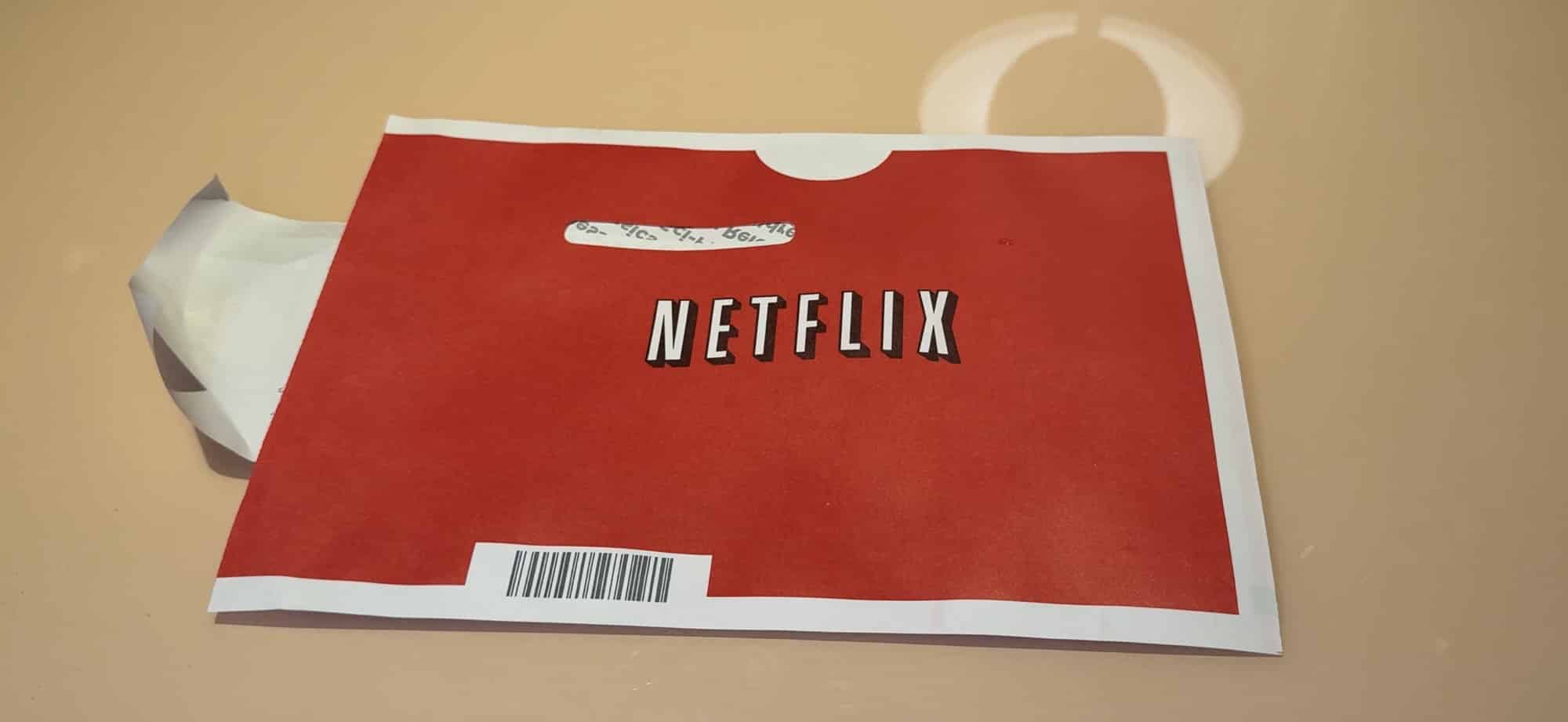 Retro Netflix DVD envelope used for check presentation