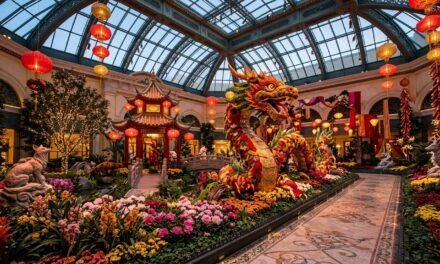 Bellagio Conservatory’s Year of the Snake Display for Lunar New Year 2025