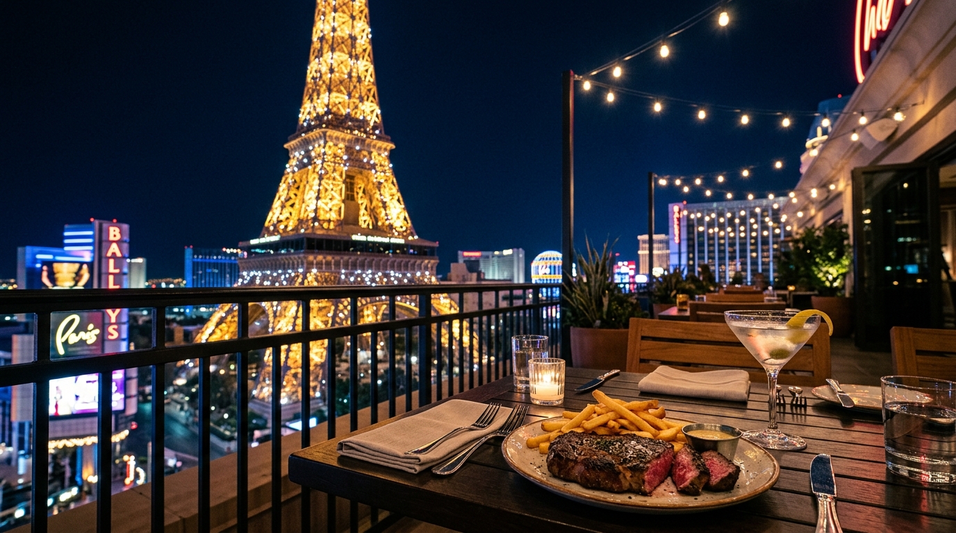 Chéri Rooftop: Dine Under the Eiffel Tower with $49 Steak & Martini