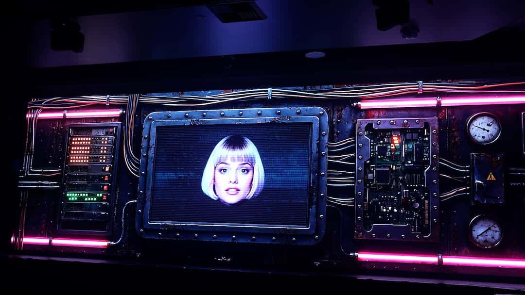 LILA, the retro artificial intelligence character in the HACKED Las Vegas magic show